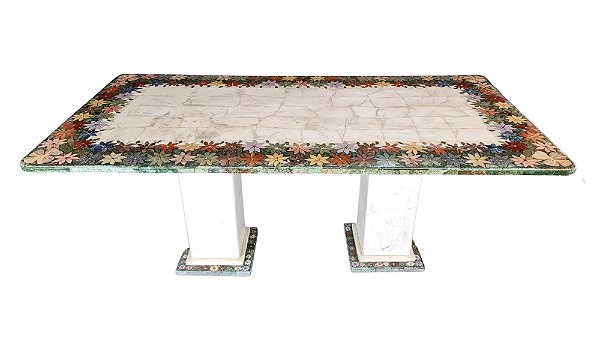 Mesa 1,80x0,90 em Mosaico de mármoreBege-bahia Ref. Nova Design.