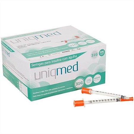 Seringa para Insulina Uniqmed 1mL (100UI) - Caixa 100unids - Kingmed -  Cirurgica e Hospitalar