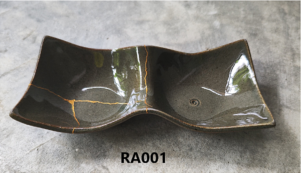 Prato de  Ceramica Duplo (Restaurado) Kintsugi Hideko