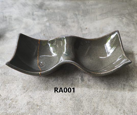 Prato de  Ceramica Duplo (Restaurado) Kintsugi Claro Hideko