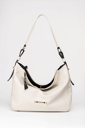 BOLSA EM COURO EB 529 OFF-WHITE/PRETO