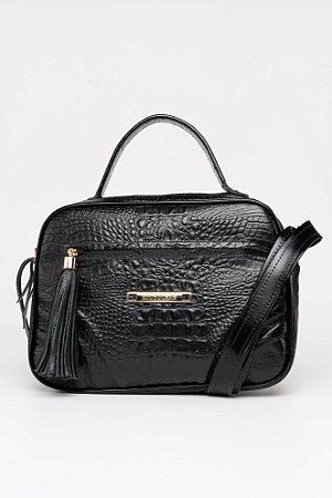 BOLSA EM COURO EB 533 COBRA PRETO/SOFT PRETO