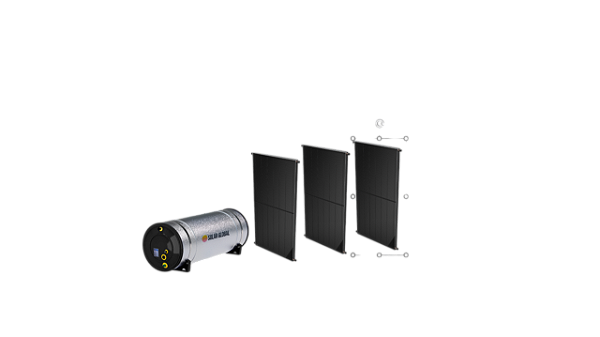 Kit aquecedor solar 300 Litros baixa pressão aço inox 304 modelo + 2 Placas solar 1,7 cada