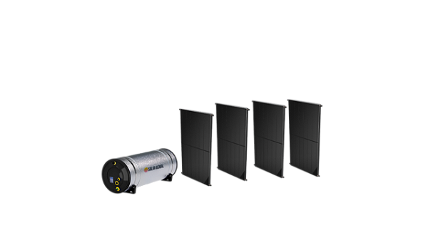 Kit aquecedor solar 800 Litros baixa pressão aço inox 304 modelo + 4 Placas solar 1,7 cada