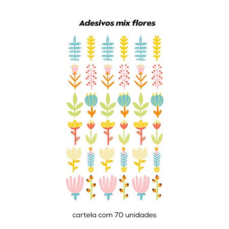 Adesivos decorativos mix flores