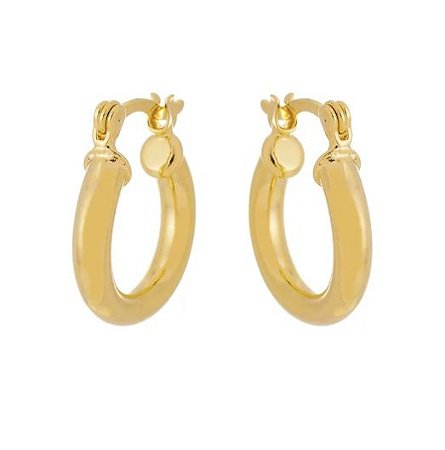 BRINCO ARGOLA DE TUBO PEQUENA COM PINO ITALIANO - BANHADO A OURO 18K