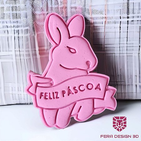 Cortador + Marcador - Coelho Placa Feliz Páscoa 1
