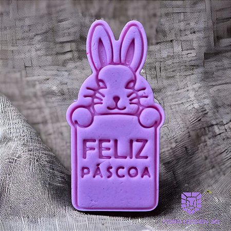 Cortador + Marcador - Coelho Placa Feliz Páscoa 2