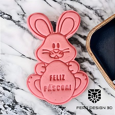 Cortador + marcador - Coelho Placa Feliz Páscoa 3
