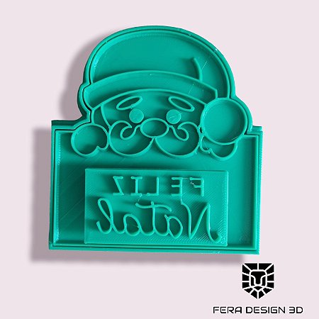 Papai Noel com Placa - Feliz Natal (cortador e marcadores)