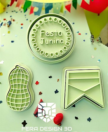 Cortadores + Marcadores - Festa Junina 5 (Placa, Bandeirinha, Amendoim)
