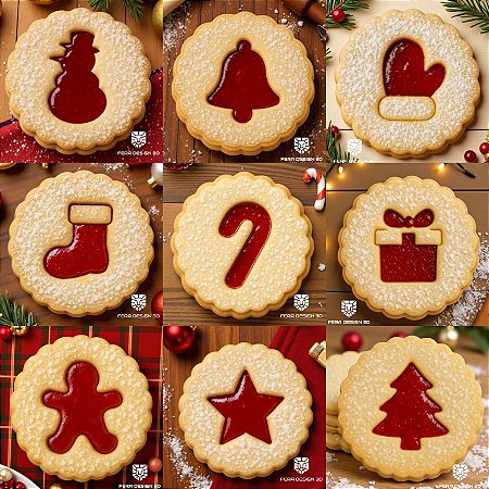 Cortadores + Marcadores - Biscoitos Linzer de Natal