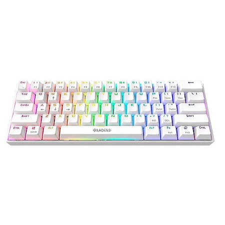 Teclado Mecânico Gamdias Hermes E3 RGB Branco, Switch Marrom - HERMES-E3-RGB-US-BROWN-WH