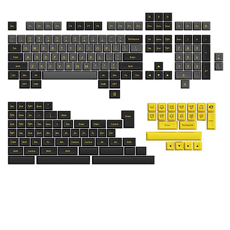 Kit de Keycaps Universal Akko Black & Gold, Perfil SAL, PBT Double-Shot, 195 keycaps, ANSI / ISO / JIS / ABNT2