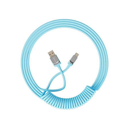 Cabo Akko USB-C para teclados mecânicos, Coiled, Enrolado, Azul - 6925758615259