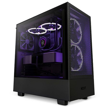 Gabinete Gamer NZXT H5 Flow Preto, com 2 fans - CC-H51FB-01