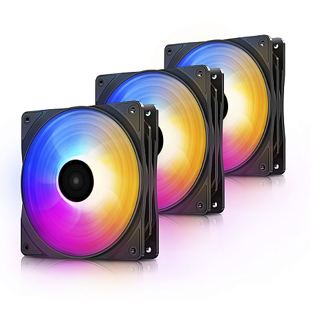 Kit Fan com 3 Unidades Deepcool RF120 PWM - 3 Cores 120mm - PD-FLED3-RF120FS-3P