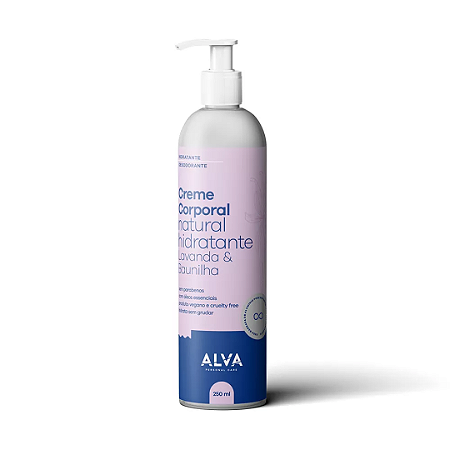 Creme corporal natural hidratante lavanda e baunilha 250ml - Alva