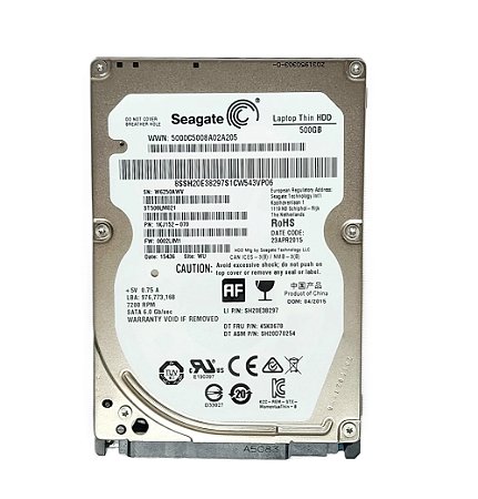 HD Seagate 500GB Laptop Thin HDD ST500LM021 7200rpm SATA 6.0 Gb