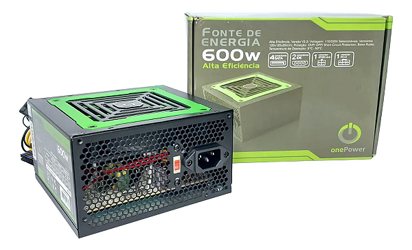 Fonte ATX One Power 600W MP600W3-I Para Pc Desktop