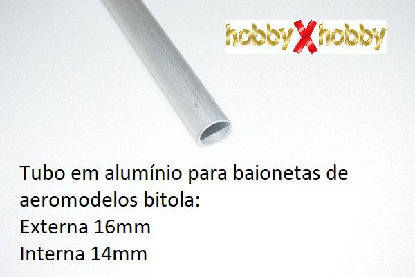 Tubo em alumínio para baionetas de aeromodelos, bitola ext. 16mm