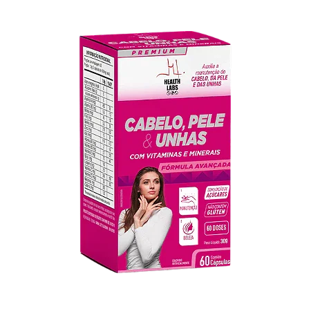 Cabelo Pele Unha 60 cápsulas Health Labs