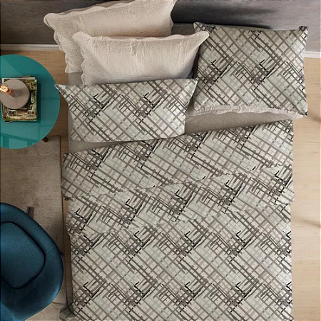Jogo de Cama Casal 4 peças 180 Fios Supercal Spot Grid
