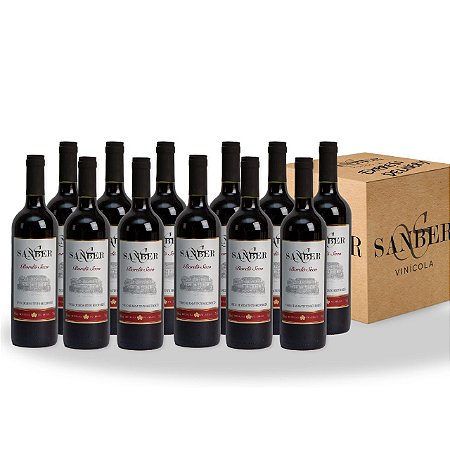 Caixa com 12 Unidades Vinho Bordô Seco Sanber 750ml