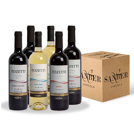 Caixa com 6 unidades Vinhos Sanber Premiados - Casca Dura - Merlot e Cabernet