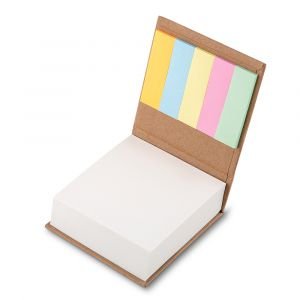 Bloco de anotações com 200 folhas brancas e 5 blocos autocolantes coloridos
