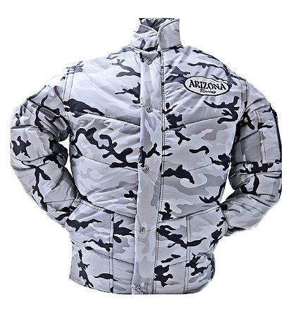 JAQUETA MOTOCICLISTA CAMUFLADA CINZA ARIZONA RACING