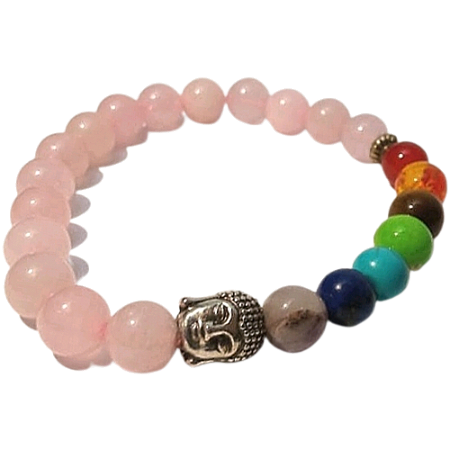 Pulseira 7 chakras Quartzo Rosa