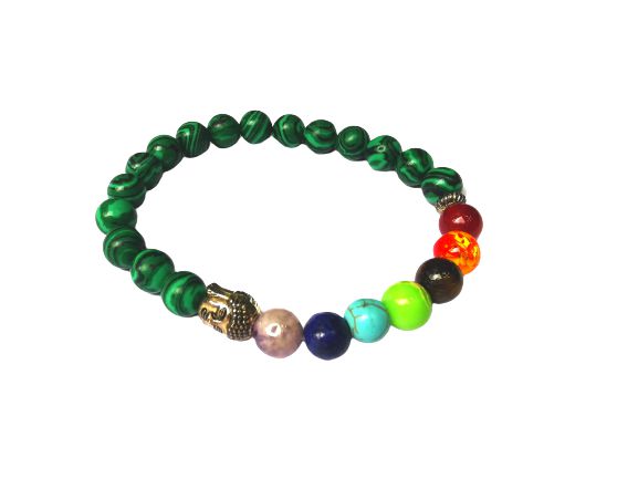 Pulseira 7 chakras Malaquita