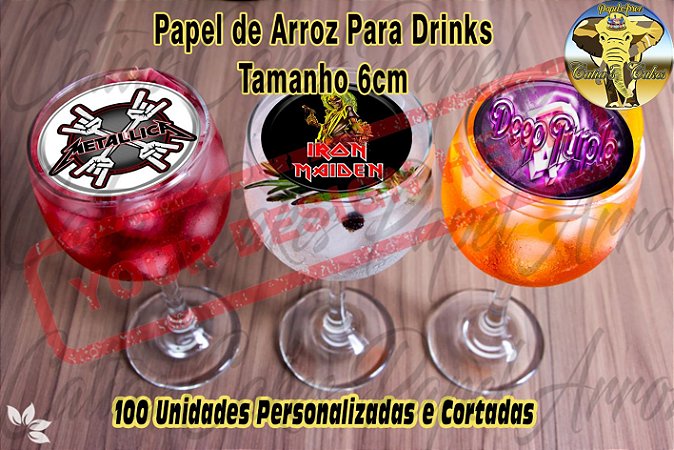 100 Papel Arroz Redondo P/ Drinks 6cm Cortado Personalizado