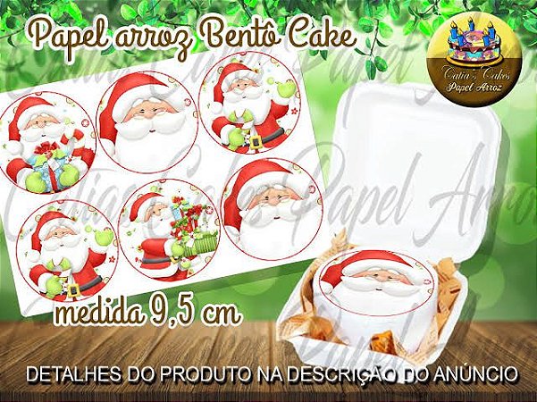 Papel De Arroz Bentô Cake, Bolo marmita, Mini Bolo Natal Papai Noel Modelo 03