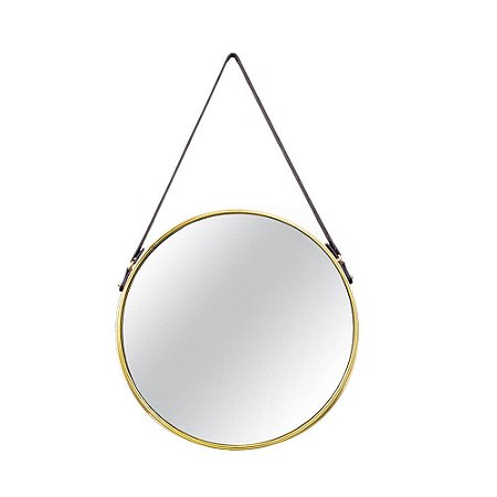 Espelho Adnet 36cm de Metal Dourado Mart Collection