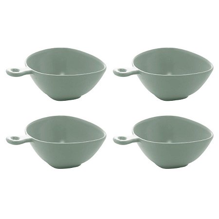 Conjunto 4 Bowls de Porcelana Nórdica Bon Gourmet 14cm Menta