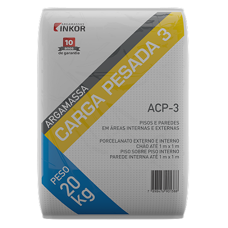 ARGAMASSA ACP3 CARGA PESADA 20 KG CINZA INKOR