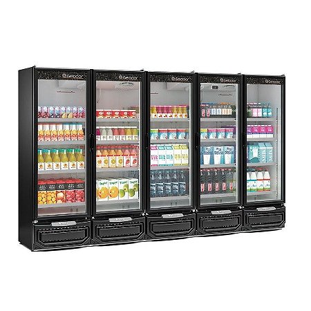 Expositor Vertical Refrigerado 5 Portas Gelopar - GCVR-2500 - 3,26 metros - Bebidas, frios e laticínios