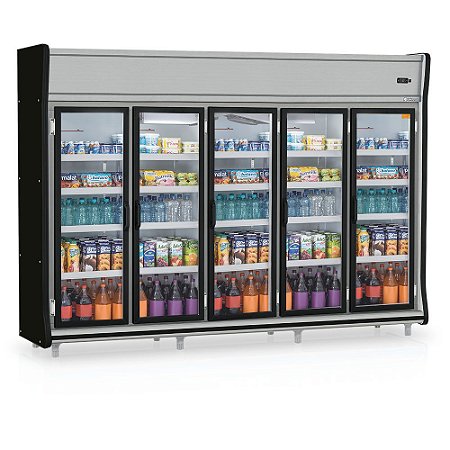 Expositor Vertical para Bebidas, Frios e Laticinios - 5 Portas - Linha Gemini - Gelopar - GEVP-5P