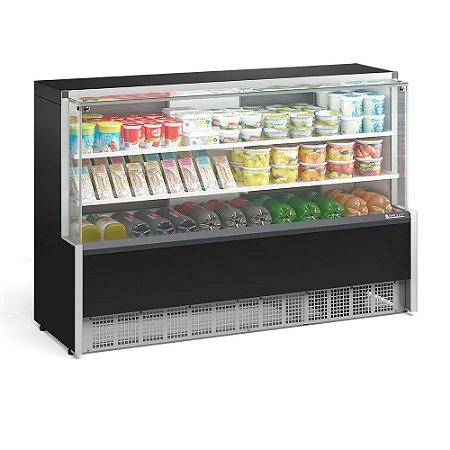 Balcão Vitrine Refrigerada - 1,75 metros - 2 Placas frias - Linha Aurora - Preta - GPDA-175PR