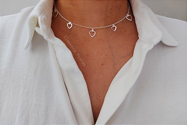 CHOKER CORAÇÕES  VAZADOS