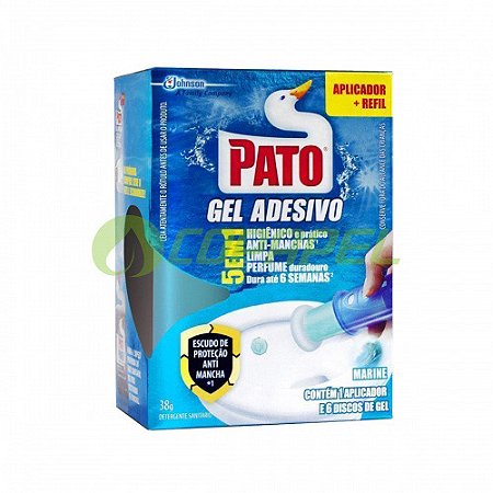 Odorização Aparelho + 1 Refil p/ 6 aplicações Gel Adesivo p/ vaso sanitário Pato Marine