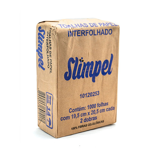 Papel Toalha Folha Simples Interfolha 2 Dobras Fardo 5x200f 1000 folhas 19,5x20,5cm Slimpel ELX