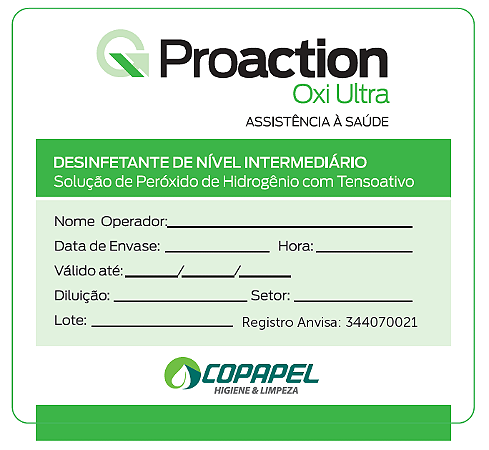 Adesivo Proaction Oxi Ultra p/ produto diluído 10cm x 09cm Verde