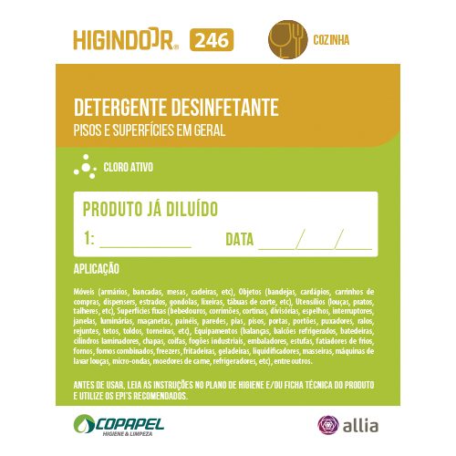 Adesivo Higindoor 246 p/ produto diluído 10cm x 08cm
