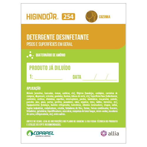 Adesivo Higindoor 254 p/ produto diluído 10cm x 08cm