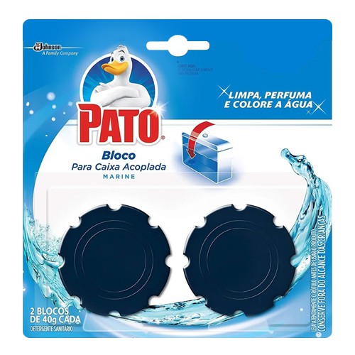 Odorização Pato Bloco Odorizador p/ caixa acoplada Marine embalagem c/ 2x40G