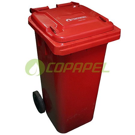 Contentor 120L Vermelho c/ rodas modelo europeu 92cm x 48cm x 56cm Bralimpia ref. C12PVM