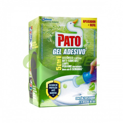 Odorização Aparelho + 1 Refil p/ 6 aplicações Gel Adesivo p/ vaso sanitário Pato Citrus